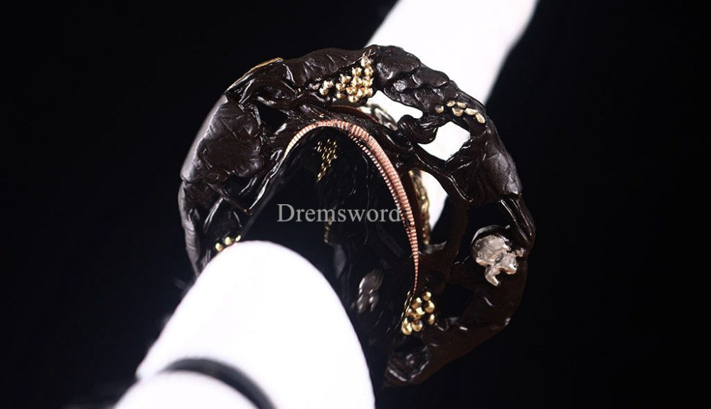 Handmade Damascus Folded Steel Katana Japanese Samurai Rael Sword Battle Ready Shinogi Zukuri real sharp sword Black