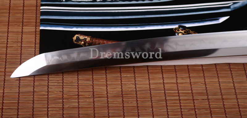 T10 Steel Clay Tempered Wakizashi Japanese Samurai Battle Sword Real Hamon Brown Shinogi Zukuri Full Tang