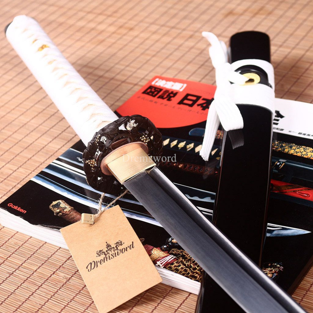 Handmade Damascus Folded Steel Katana Japanese Samurai Rael Sword Battle Ready Shinogi Zukuri real sharp sword Black