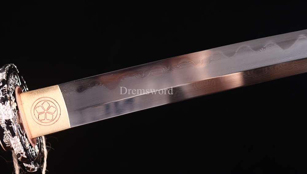 Honsanmai Clay Tempered Katana Japanese Samurai Sword Battle Ready Sharp Rayskin Shinogi-Zukuri black