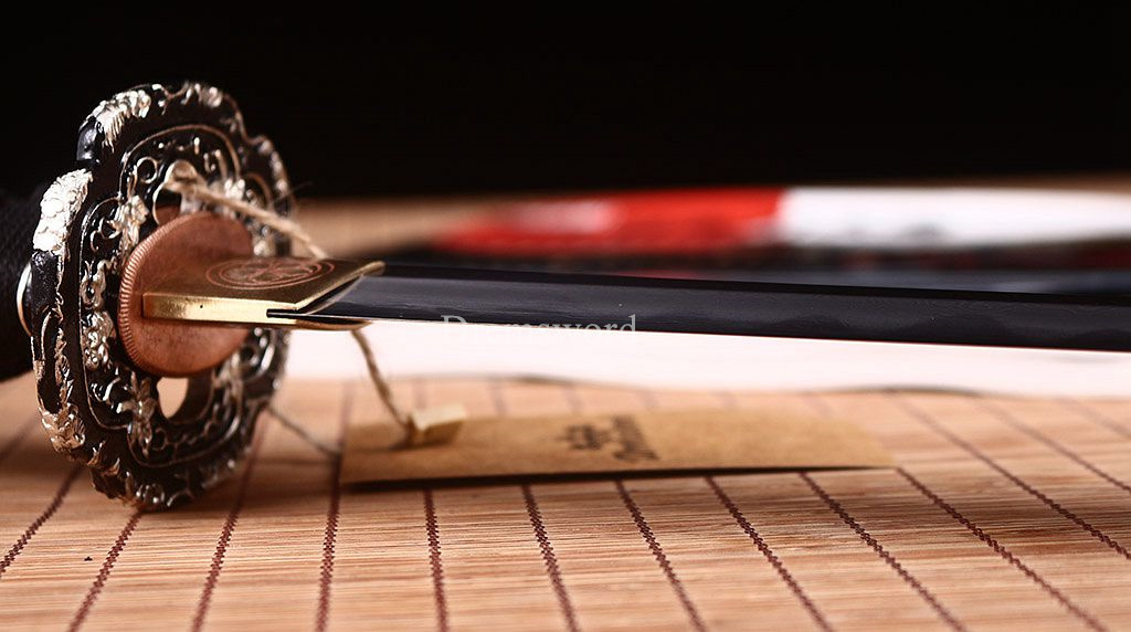 Honsanmai Clay Tempered Katana Japanese Samurai Sword Battle Ready Sharp Rayskin Shinogi-Zukuri black