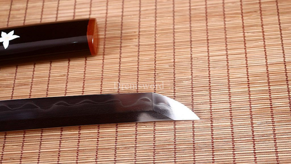 Honsanmai Clay Tempered Katana Japanese Samurai Sword Hand Painted Ox Horn Saya Shinogi-Zukuri black