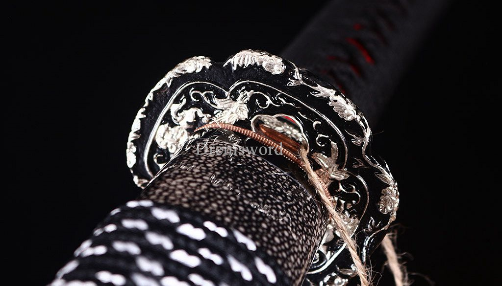 Honsanmai Clay Tempered Katana Japanese Samurai Sword Battle Ready Sharp Rayskin Shinogi-Zukuri black