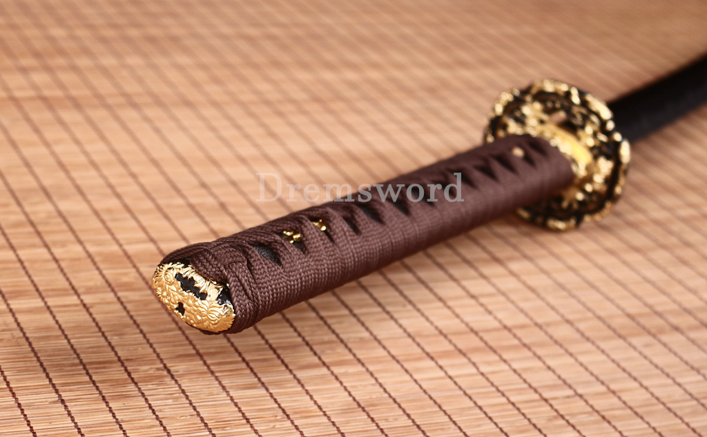 Honsanmai Clay Tempered Katana Japanese Samurai Sword Hadori Polishing Hamon Shinogi-Zukuri Yellow