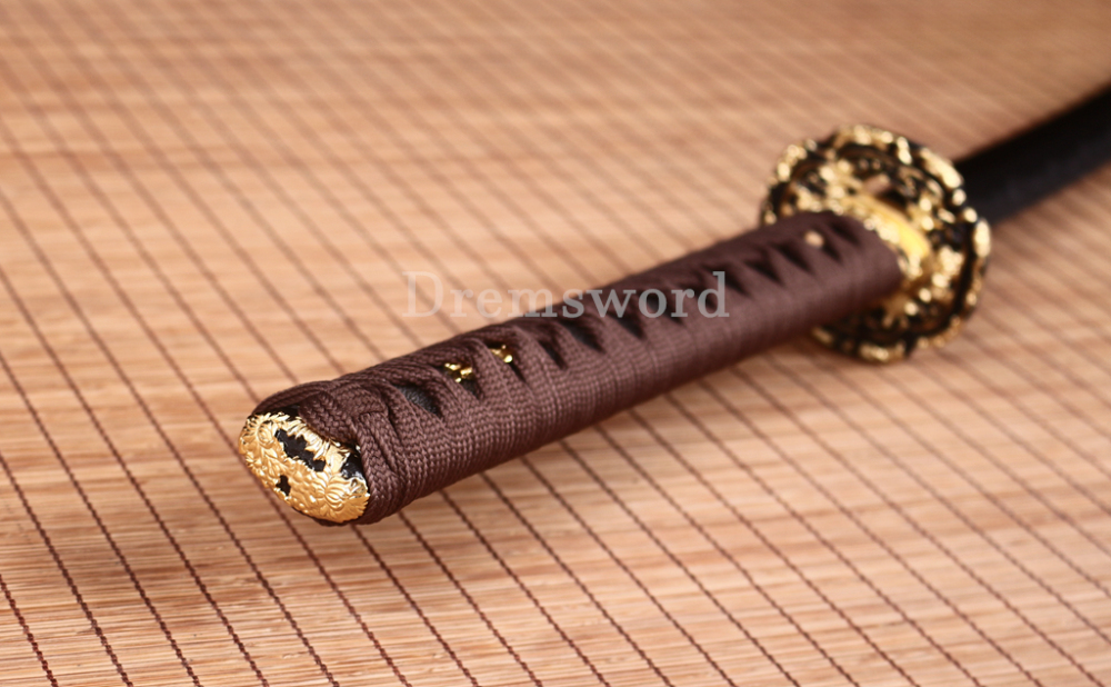 Honsanmai Clay Tempered Katana Japanese Samurai Sword Hadori Polishing Hamon Shinogi-Zukuri Yellow