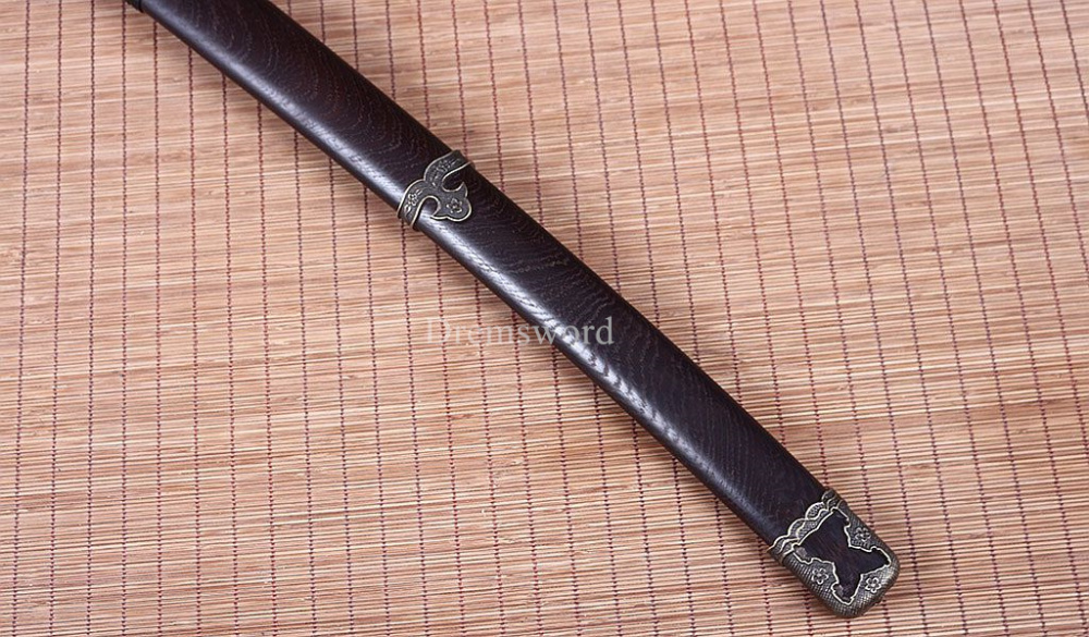 Damascus Folded Steel Clay tempered Tachi Japanese Samurai Katana Battle Sword Shinogi-Zukuri Brown
