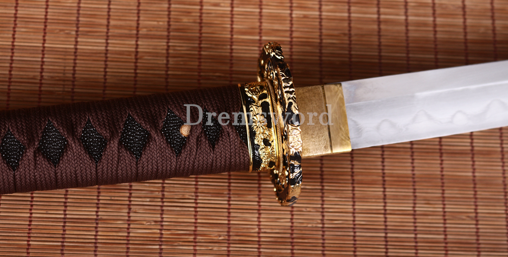 Honsanmai Clay Tempered Katana Japanese Samurai Sword Hadori Polishing Hamon Shinogi-Zukuri Yellow