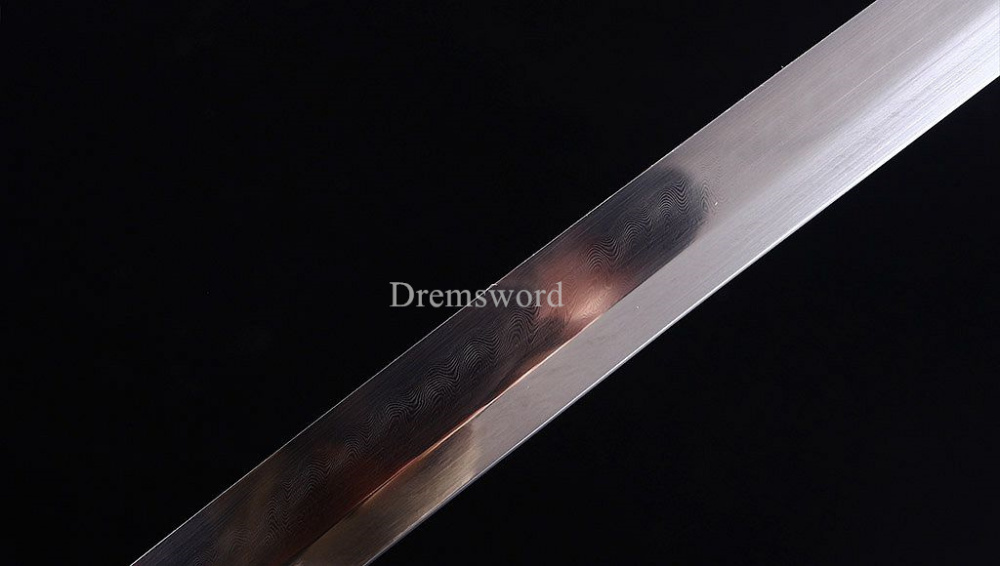 Handmade Folded Steel Clay Tempered Katana Japanese Samurai Sword Battle Ready Shinogi-Zukuri Black