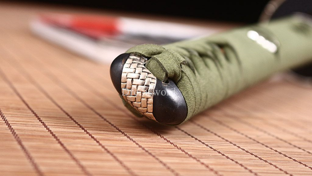 Damascus Folded Steel Clay tempered O Katana Japanese Samurai Sword Rattan Saya Shinogi-Zukuri Black
