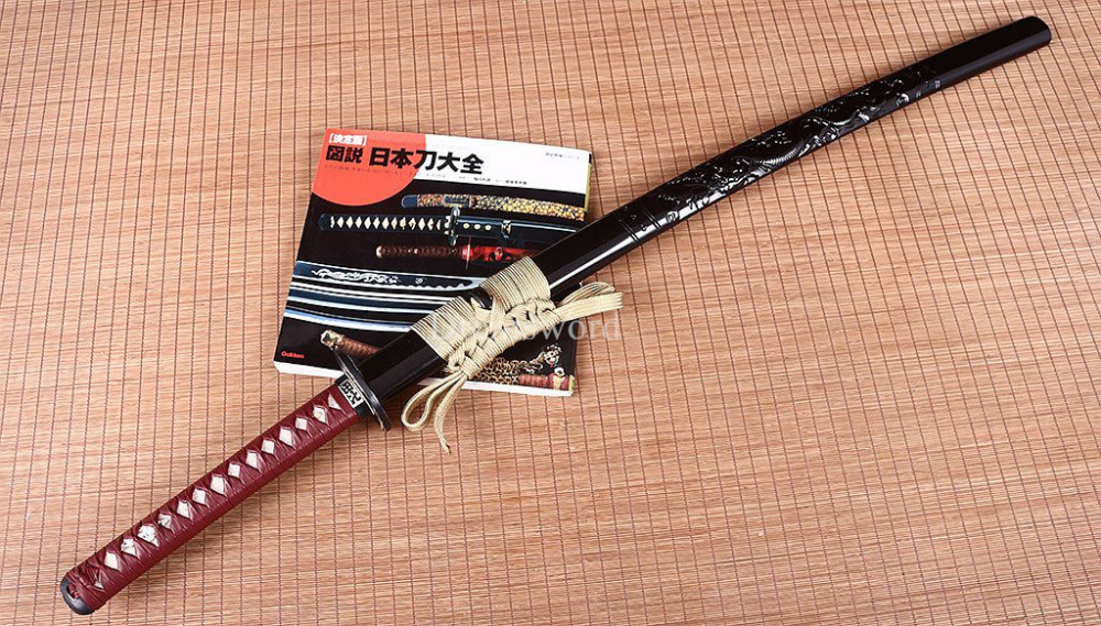 Handmade Folded Steel Clay Tempered Katana Japanese Samurai Sword Battle Ready Shinogi-Zukuri Black