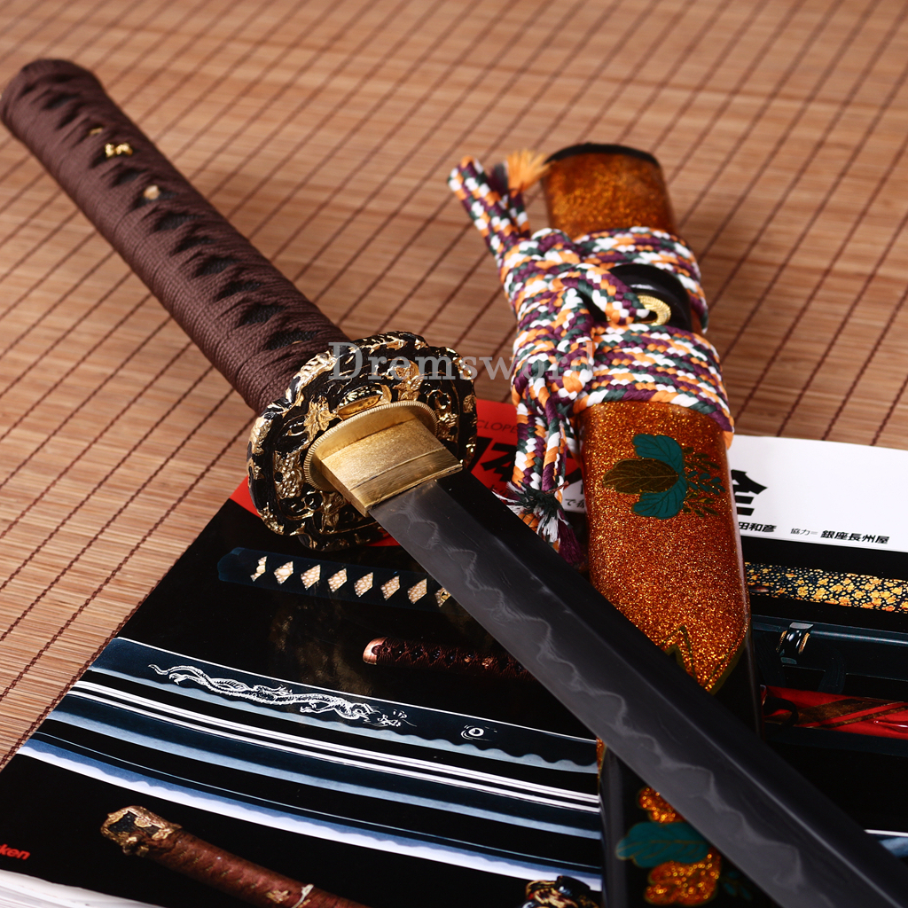 Honsanmai Clay Tempered Katana Japanese Samurai Sword Hadori Polishing Hamon Shinogi-Zukuri Yellow