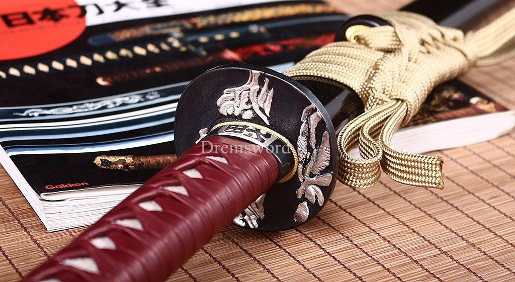 Handmade Folded Steel Clay Tempered Katana Japanese Samurai Sword Battle Ready Shinogi-Zukuri Black