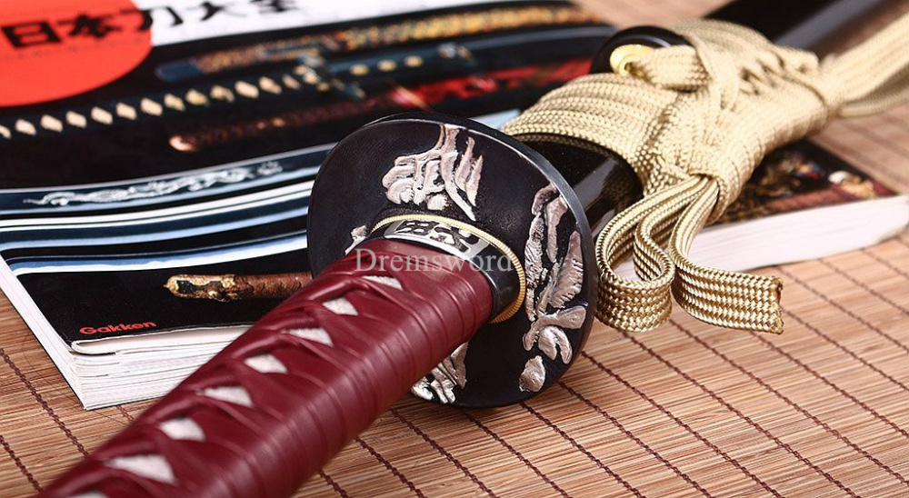 Handmade Folded Steel Clay Tempered Katana Japanese Samurai Sword Battle Ready Shinogi-Zukuri Black
