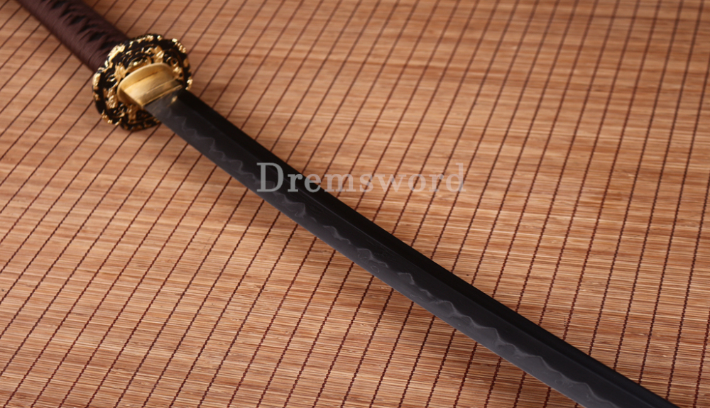 Honsanmai Clay Tempered Katana Japanese Samurai Sword Hadori Polishing Hamon Shinogi-Zukuri Yellow