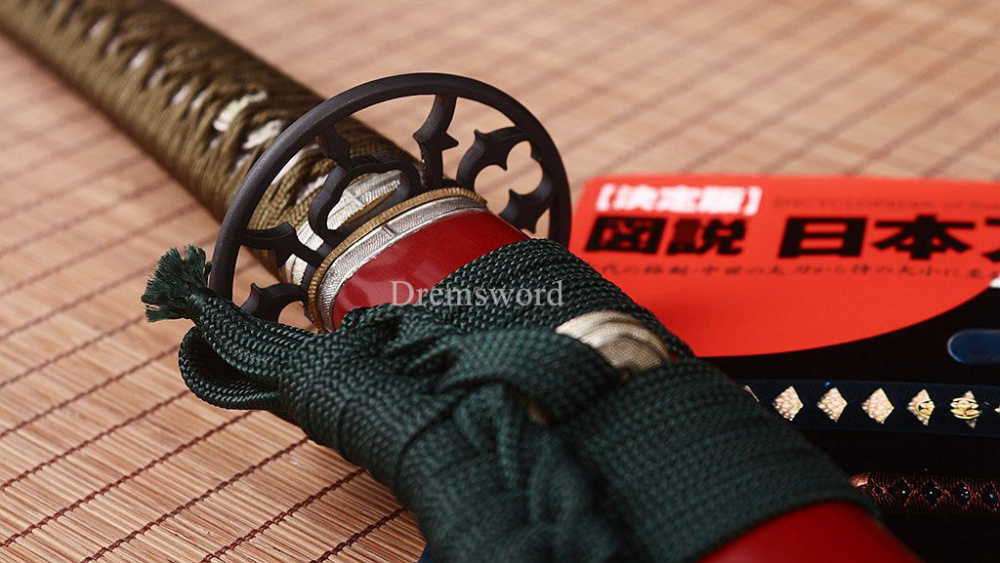 T10 Steel Clay Tempered Hada Polishing Tachi Japanese Samurai Sword Choji Hamon Shinogi Zukuri Full Tang  Sharp Red.