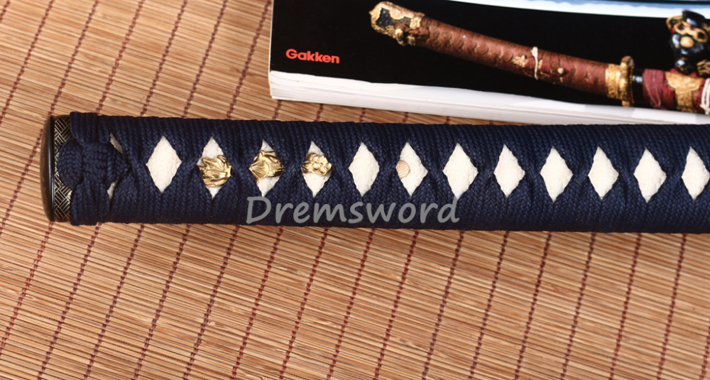 T10 Steel Clay Tempered Katana Japanese Samurai Functional Sword Real Hamon Blue Shinogi Zukuri Full Tang