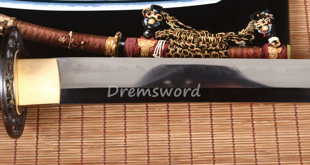T10 Steel Clay Tempered Katana Japanese Samurai Functional Sword Real Hamon Blue Shinogi Zukuri Full Tang