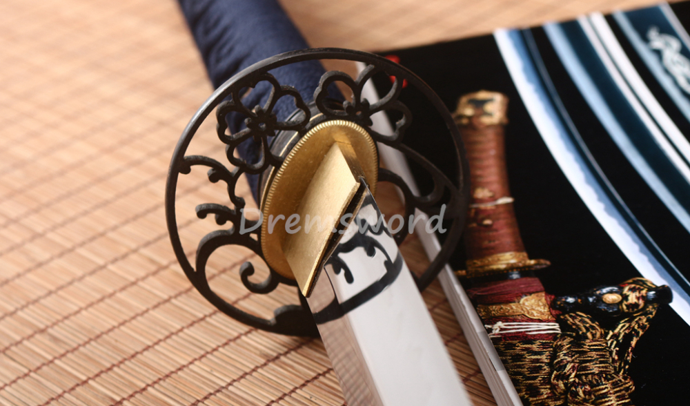 T10 Steel Clay Tempered Katana Japanese Samurai Functional Sword Real Hamon Blue Shinogi Zukuri Full Tang