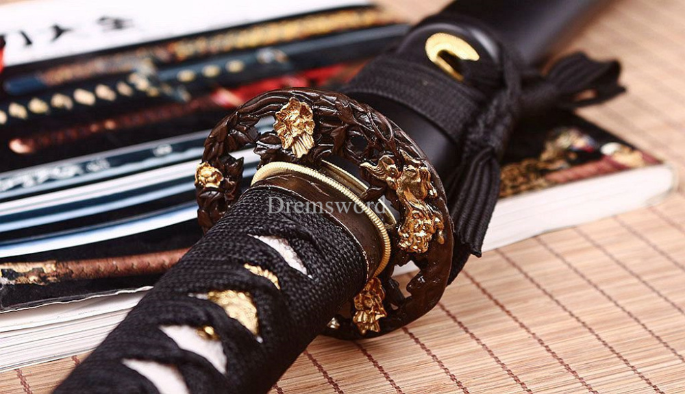 T10 Steel Clay Tempered Wakizashi Japanese Samurai Battle Sword Real Hamon Black SHINOGI-ZUKURI Full Tang .