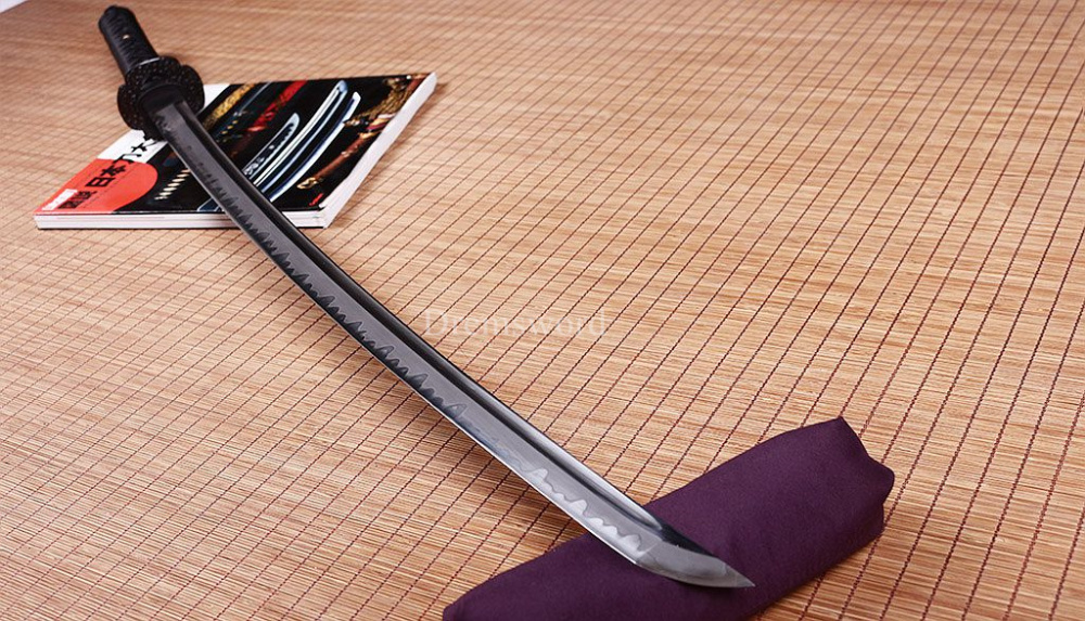 Handmade T10 Steel ClayTempered Katana Japanese Samurai Sharp Functional Sword Shinogi Zukuri Full Tang Green Black.