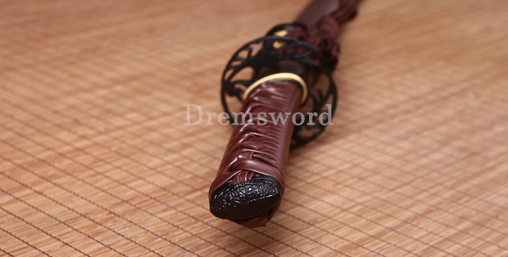 T10 Steel Clay Tempered Wakizashi Japanese Samurai Battle Sword Real Hamon Brown Shinogi Zukuri Full Tang