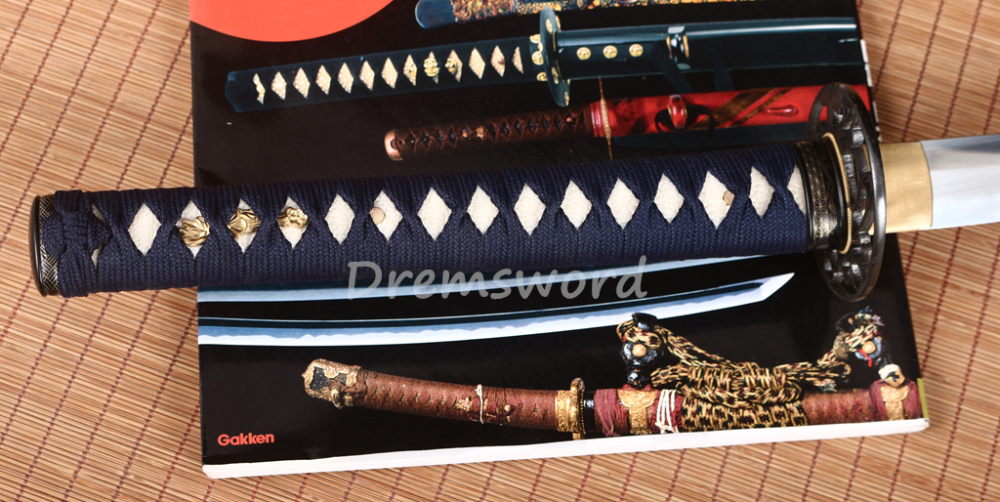 T10 Steel Clay Tempered Katana Japanese Samurai Functional Sword Real Hamon Blue Shinogi Zukuri Full Tang