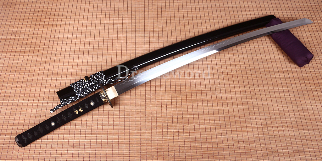 T10 Clay Tempered Katana Japanese Samurai Functional Sword Abrasive Hamon Black Shinogi Zukuri Full Tang