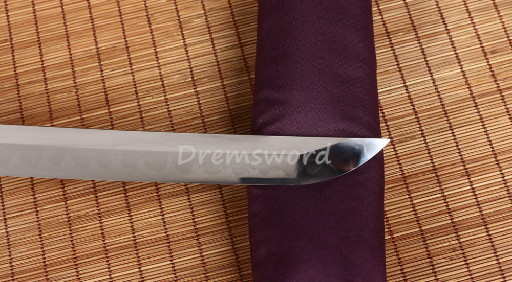 T10 Steel Clay Tempered Katana Japanese Samurai Functional Sword Real Hamon Blue Shinogi Zukuri Full Tang