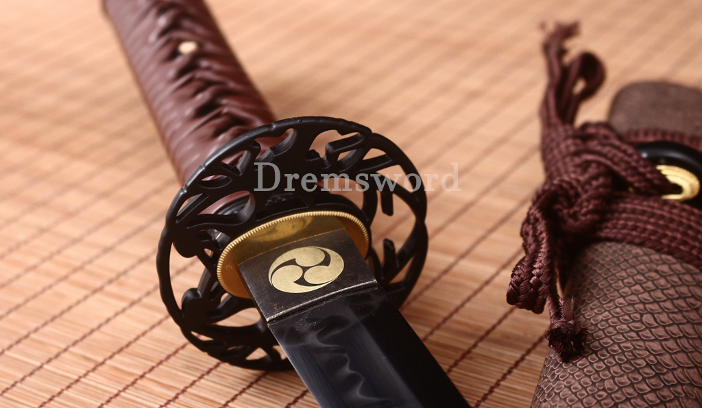 T10 Steel Clay Tempered Wakizashi Japanese Samurai Battle Sword Real Hamon Brown Shinogi Zukuri Full Tang
