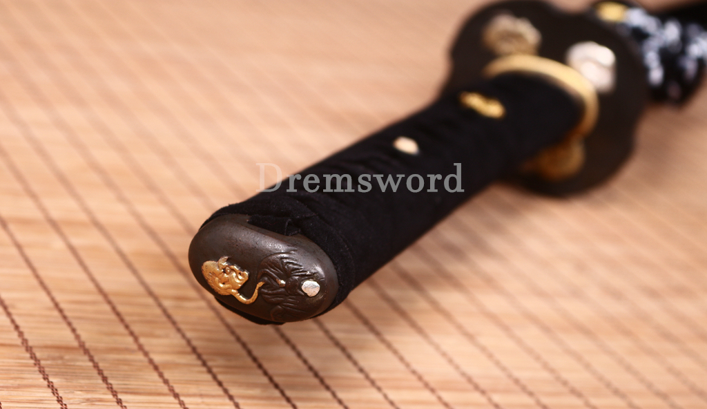 T10 Clay Tempered Katana Japanese Samurai Functional Sword Abrasive Hamon Black Shinogi Zukuri Full Tang