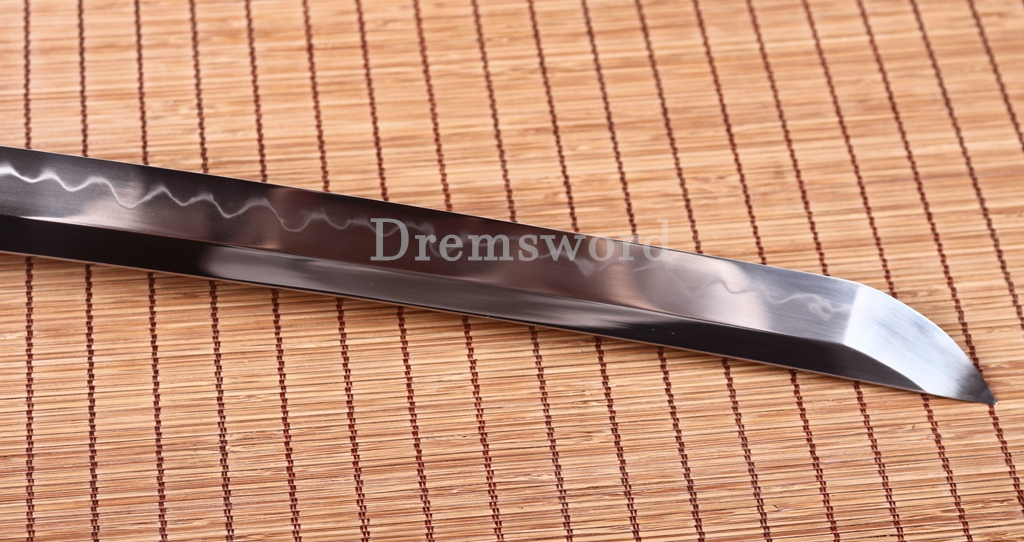 T10 Clay Tempered Katana Japanese Samurai Functional Sword Abrasive Hamon Black Shinogi Zukuri Full Tang