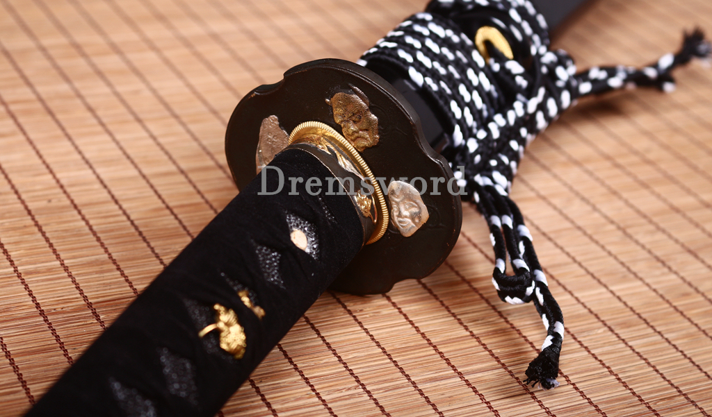 T10 Clay Tempered Katana Japanese Samurai Functional Sword Abrasive Hamon Black Shinogi Zukuri Full Tang