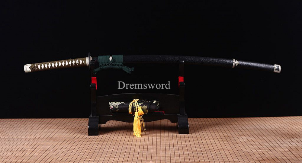 T10 Steel Clay Tempered Choji Hamon Blade Japanese Tachi Smurai Sword Real Sharp Shinogi Zukuri Full Tang Black.