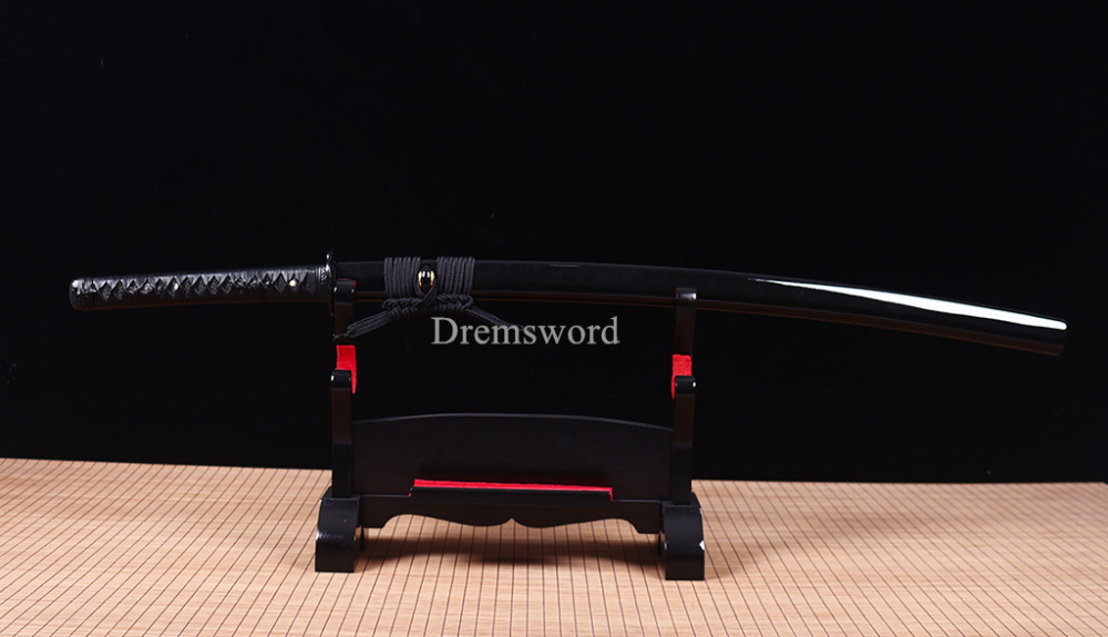 Handmade T10 Steel ClayTempered Katana Japanese Samurai Sharp Functional Sword Shinogi Zukuri Full Tang Green Black.