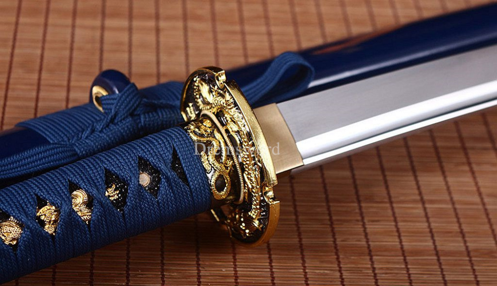 Handmade 9260 Spring Steel Katana Japanese Samurai Sword Battle Ready Full Tang Shinogi-Zukuri Blue
