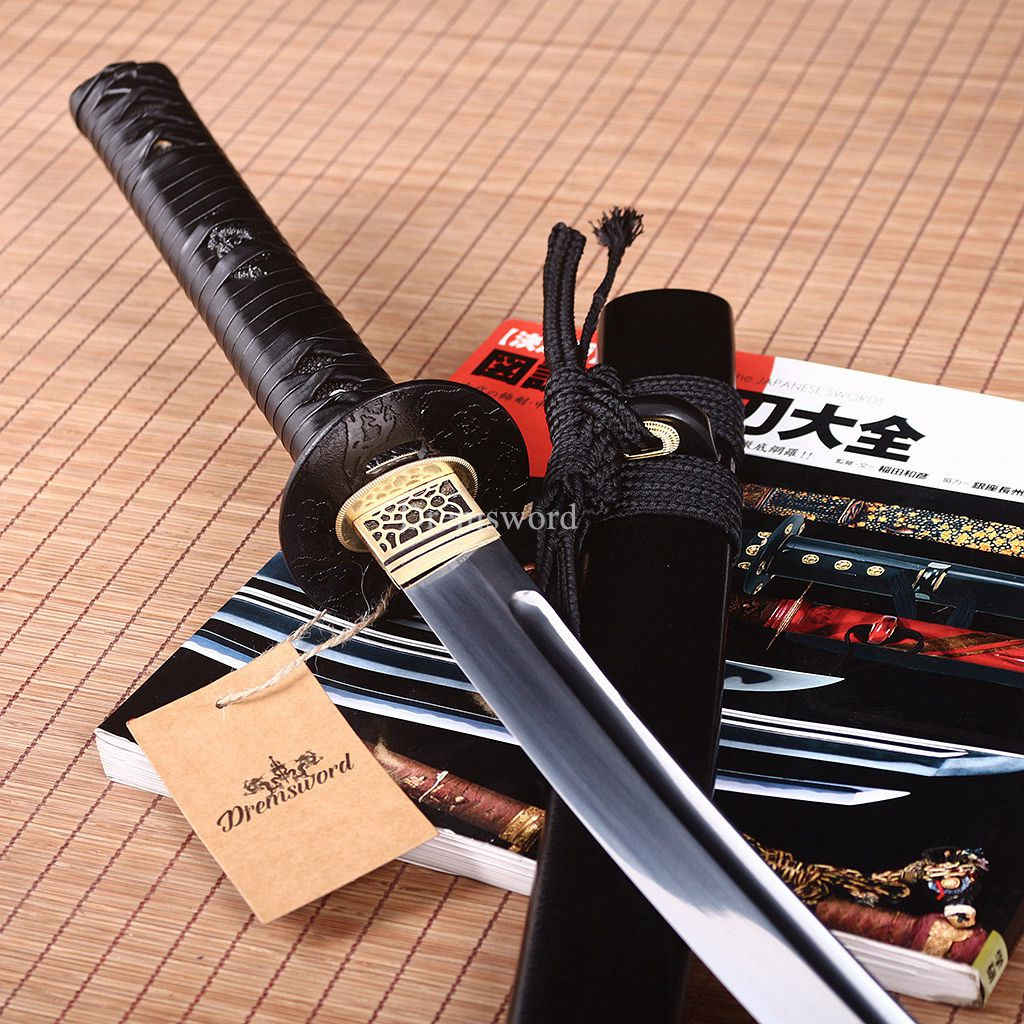 Handmade 9260 Spring Steel KO Katana Japanese Samurai Real Sword Battle Ready Shinogi-Zukuri Black