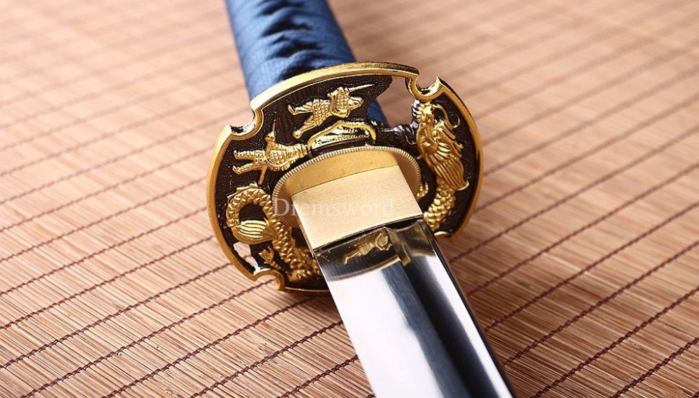 Handmade 9260 Spring Steel Katana Japanese Samurai Sword Battle Ready Full Tang Shinogi-Zukuri Blue
