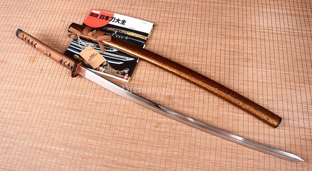 Handmade 9260 Spring Steel Katana Japanese Samurai Real Sword Battle Ready Gold KOGARASU-MARU ZUKURI