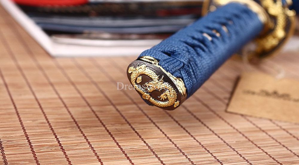 Handmade 9260 Spring Steel Wakizashi Japanese Samurai Sword Sharp Battle Ready Shinogi-Zukuri Blue