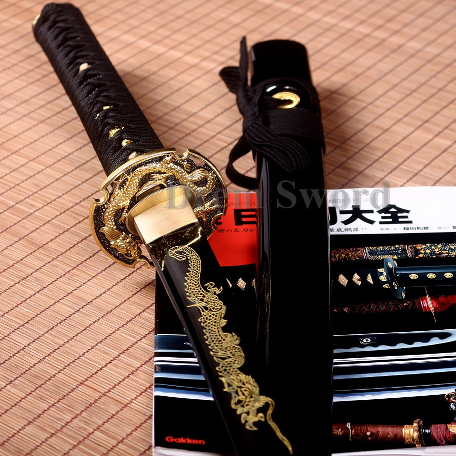 HANDMADE JAPANESE SAMURAI kATANA SWORD 9260 SPRING STEEL FULL TANG BATTLE SHARP Shinogi-Zukuri Black