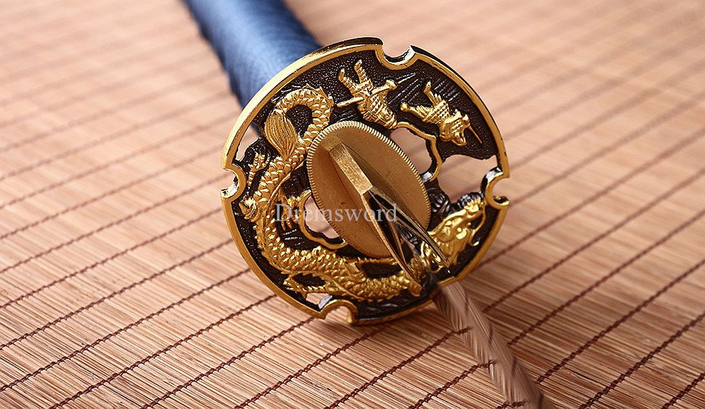 Handmade 9260 Spring Steel Katana Japanese Samurai Sword Battle Ready Full Tang Shinogi-Zukuri Blue