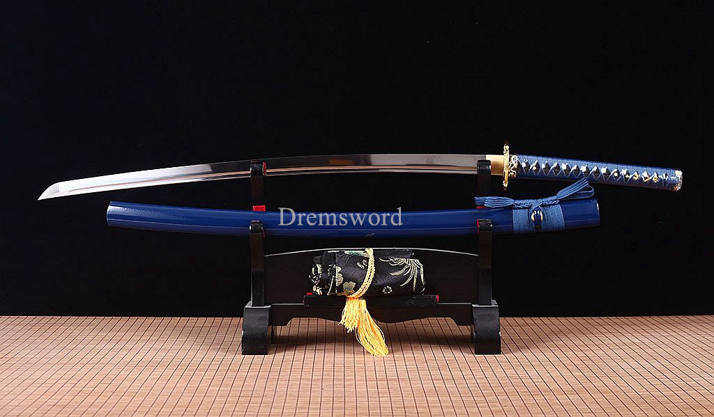 Handmade 9260 Spring Steel Katana Japanese Samurai Sword Battle Ready Full Tang Shinogi-Zukuri Blue