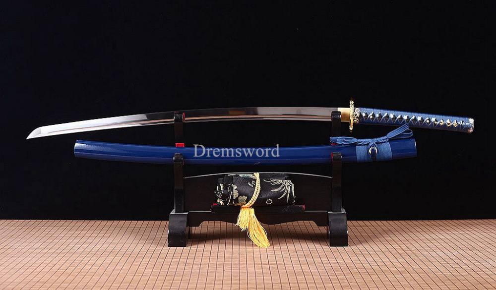 Handmade 9260 Spring Steel Katana Japanese Samurai Sword Battle Ready Full Tang Shinogi-Zukuri Blue