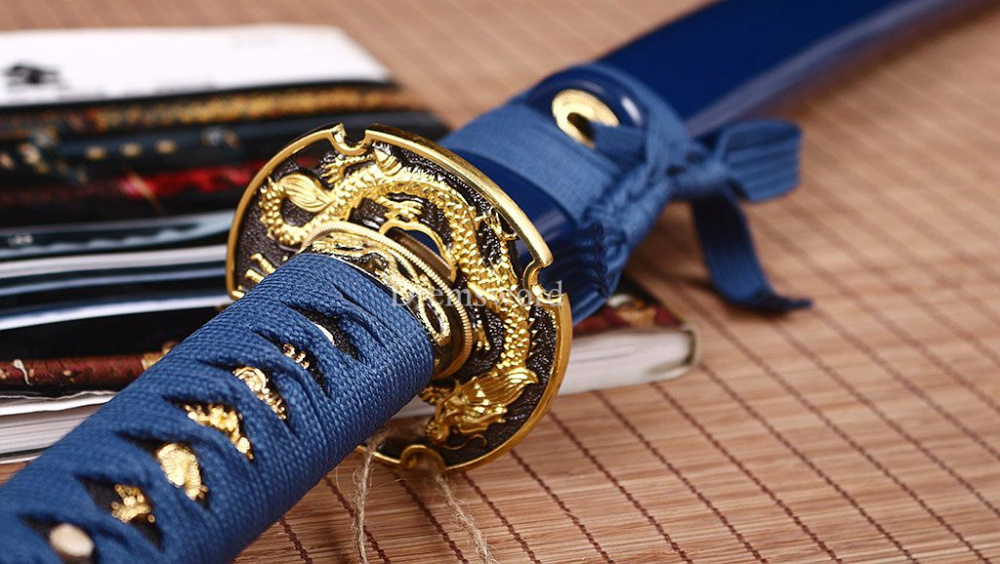 Handmade 9260 Spring Steel Wakizashi Japanese Samurai Sword Sharp Battle Ready Shinogi-Zukuri Blue