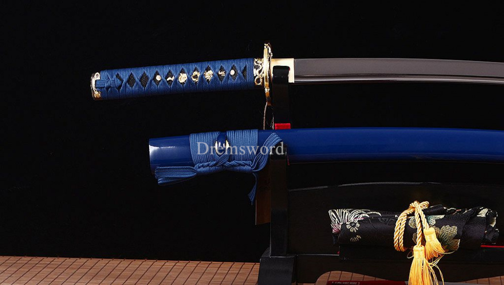 Handmade 9260 Spring Steel Wakizashi Japanese Samurai Sword Sharp Battle Ready Shinogi-Zukuri Blue