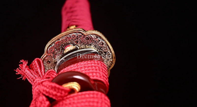 18.9" Handmade 9260 Spring Steel Tanto Japanese Short Sword Battle Ready Sharp Shinogi-Zukuri Red Sword