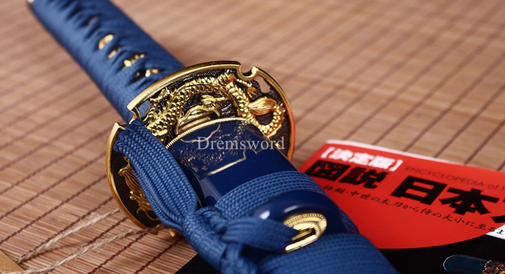 Handmade 9260 Spring Steel Wakizashi Japanese Samurai Sword Sharp Battle Ready Shinogi-Zukuri Blue