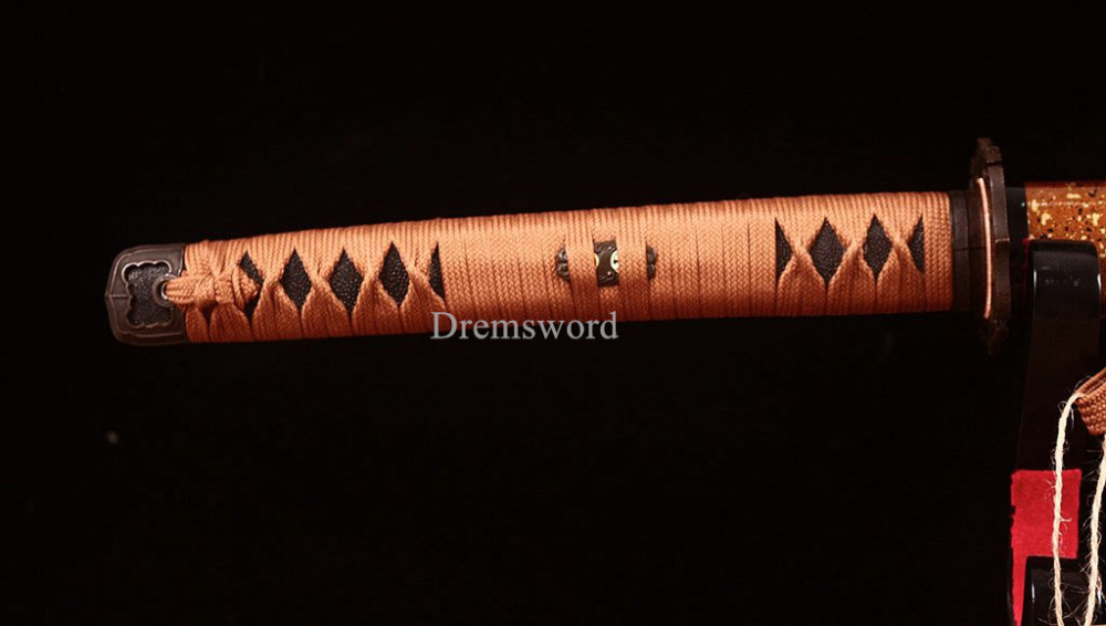 Handmade 9260 Spring Steel Katana Japanese Samurai Real Sword Battle Ready Gold KOGARASU-MARU ZUKURI