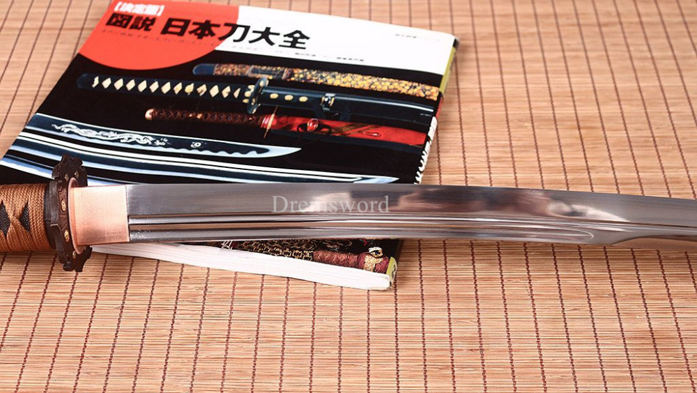 Handmade 9260 Spring Steel Katana Japanese Samurai Real Sword Battle Ready Gold KOGARASU-MARU ZUKURI