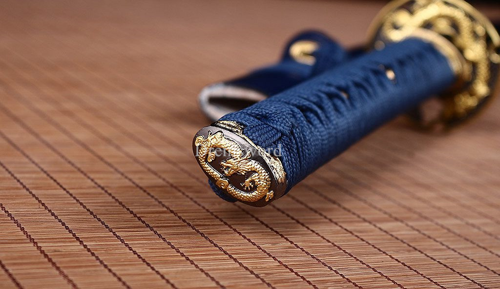 Handmade 9260 Spring Steel Katana Japanese Samurai Sword Battle Ready Full Tang Shinogi-Zukuri Blue